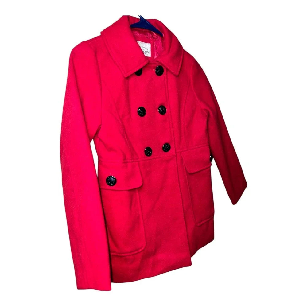 Roebuck & Co.‎ Kids Girls Red Double Breasted Pea Coat Size 14